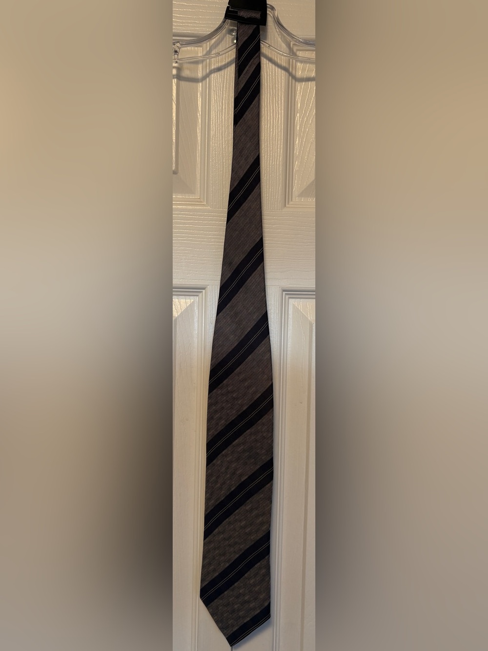 Vintage Giorgio Armani Cravatte Black Grey Herringbone Silk Tie Italy